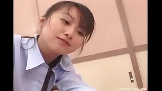 Asian teacher punishing bully with will not hear of strapon
